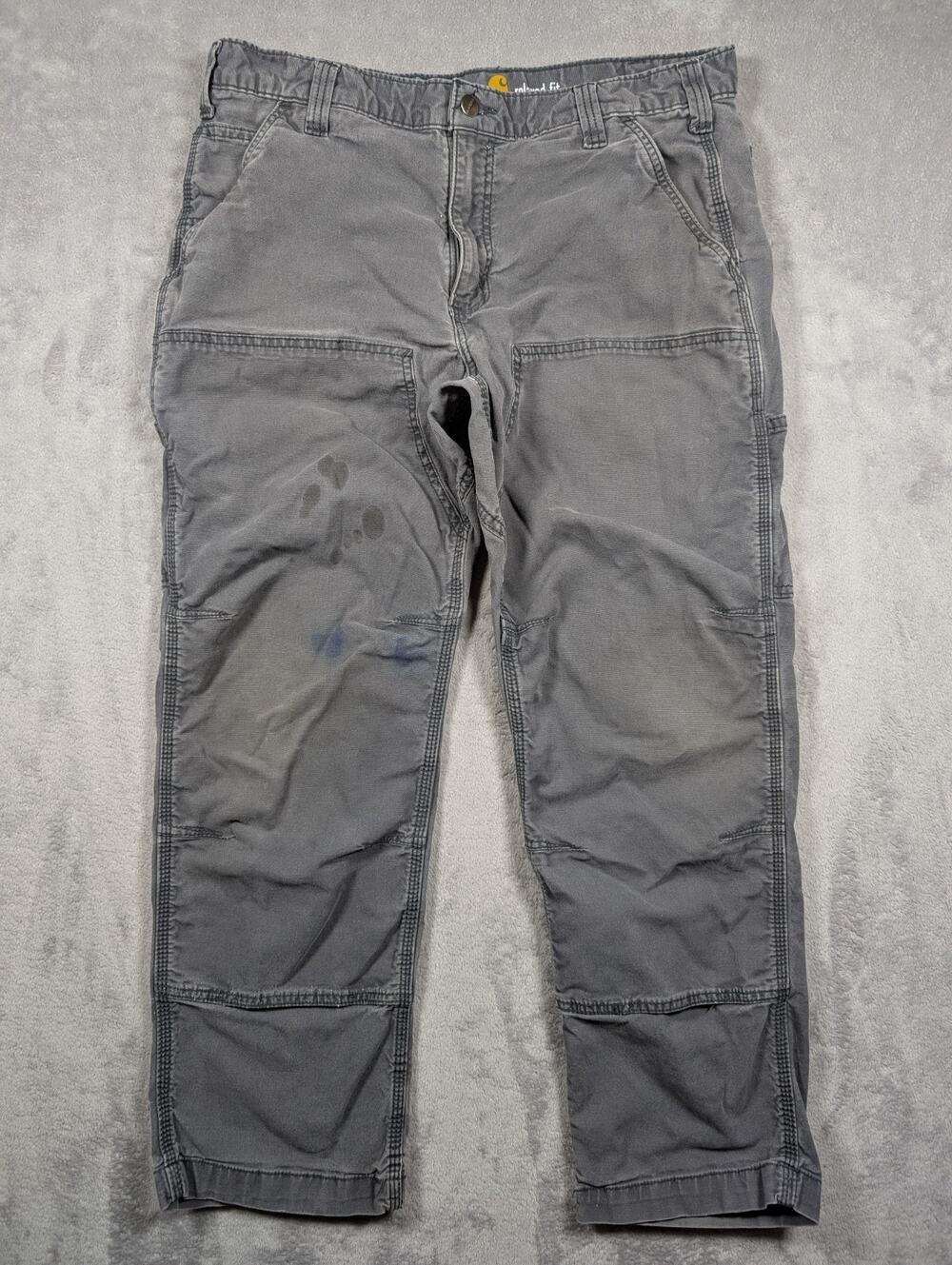 Carhartt Relaxed Fit Pants Mens 34 Waist Gray Workwear Rugged Chore Barn Outdoor